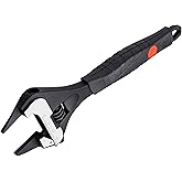 MAXPOWER 8-inch Slim Jaw Adjustable Wrench, Wide Jaw Opening Adjustable Wrench, Dual Scale with Metric and SAE Plumbing Wrenches, Soft Grip Handle