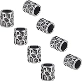 PH PandaHall 10pcs 8mm Hole Paracord Bead Antique Silver Tube Lanyard Beads Stainless Steel Spacer Beads Large Hole Hair Bead for Knives Pendant Flashlight Knuckles Bracelet Paracord Beads
