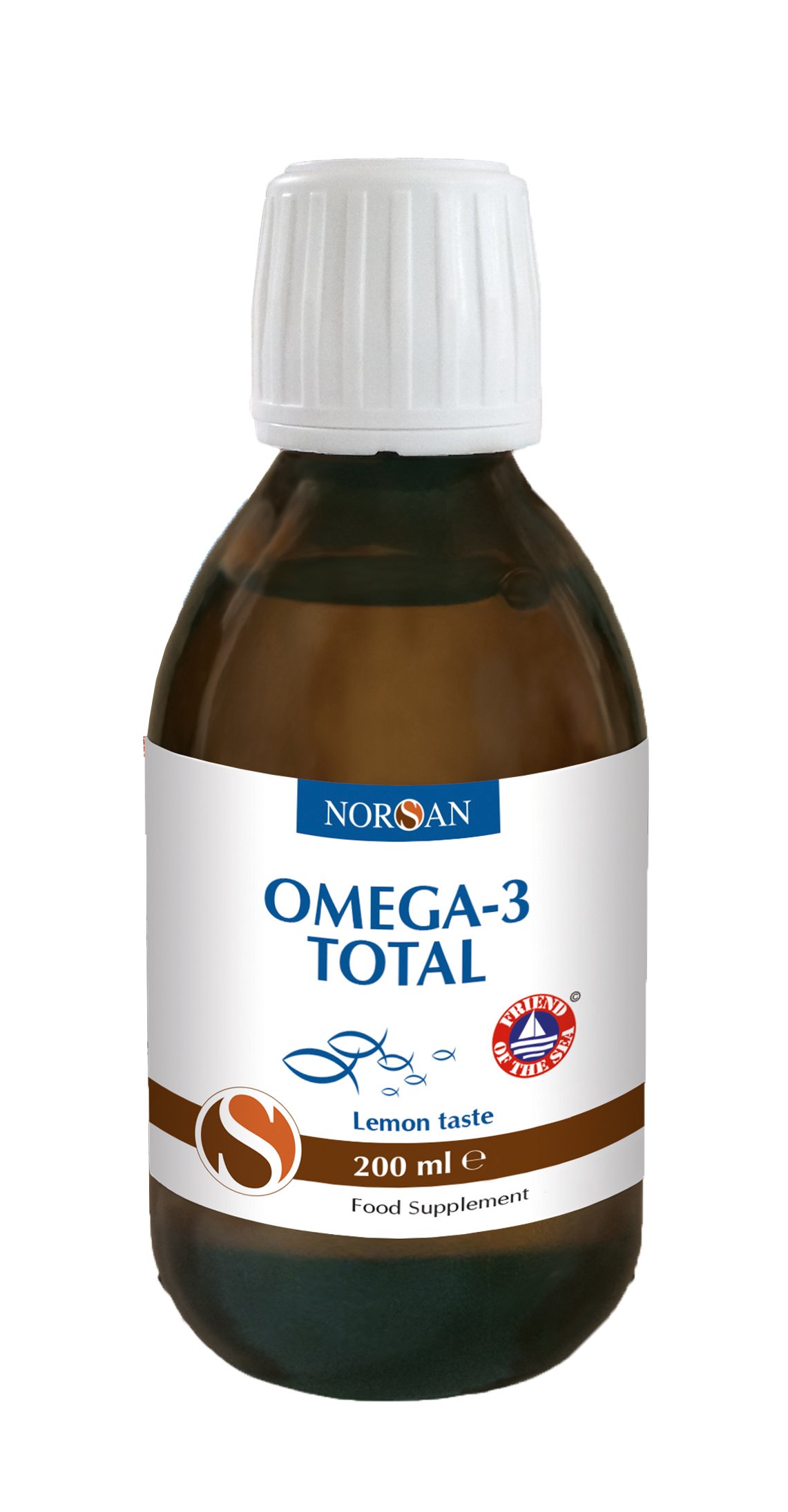 Norsan Omega-3 Total 100% Natural Fish Oil Liquid – Lemon Flavoured - High Strength – Fatty Acids – Contains EPA, DHA and DPA – 200ml