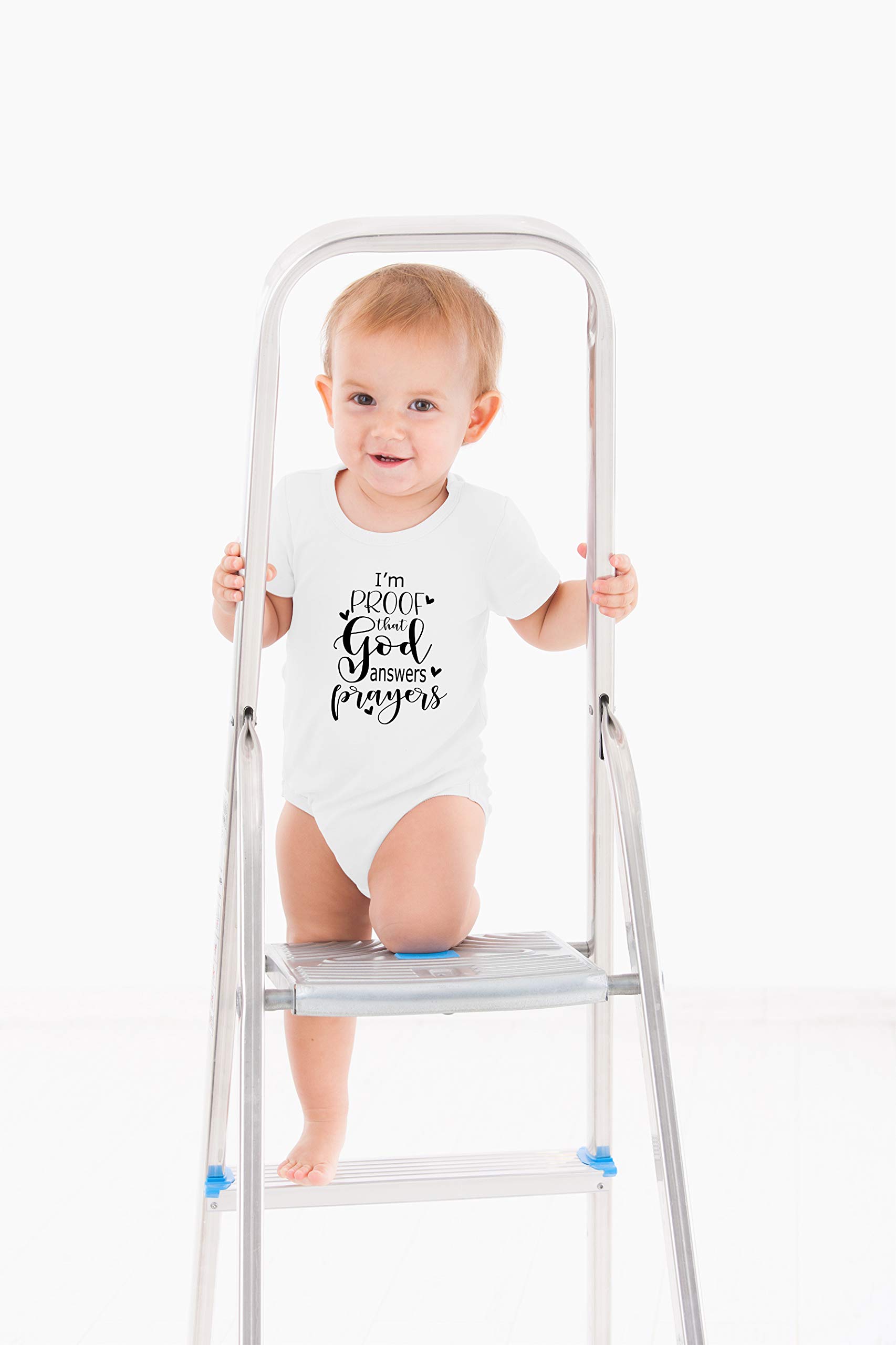 AW Fashions I'm Proof That God Answers Prayers Baby Bodysuit Cute Newborn Boy Funny Rompers Girl Clothes (Newborn, White)