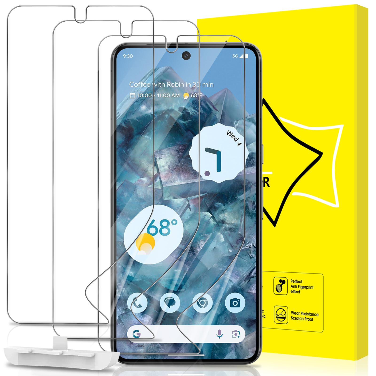 GiiYoon 3 PACK Screen Protector for Google Pixel 8 Pro Flexible TPU Film [Support Fingerprint Touch] [HD Full Coverage] [Easy Installation] [Scratch Resistant]