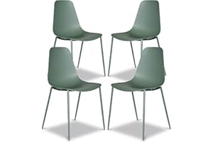 Poly & BARK Isla Modern Kitchen Chairs Set of 4 - Plastic Dining Chair with Metal Legs - Quick Assembly Simple Cafe Chairs Plastic for Indoor or Outdoor - Pistachio Green