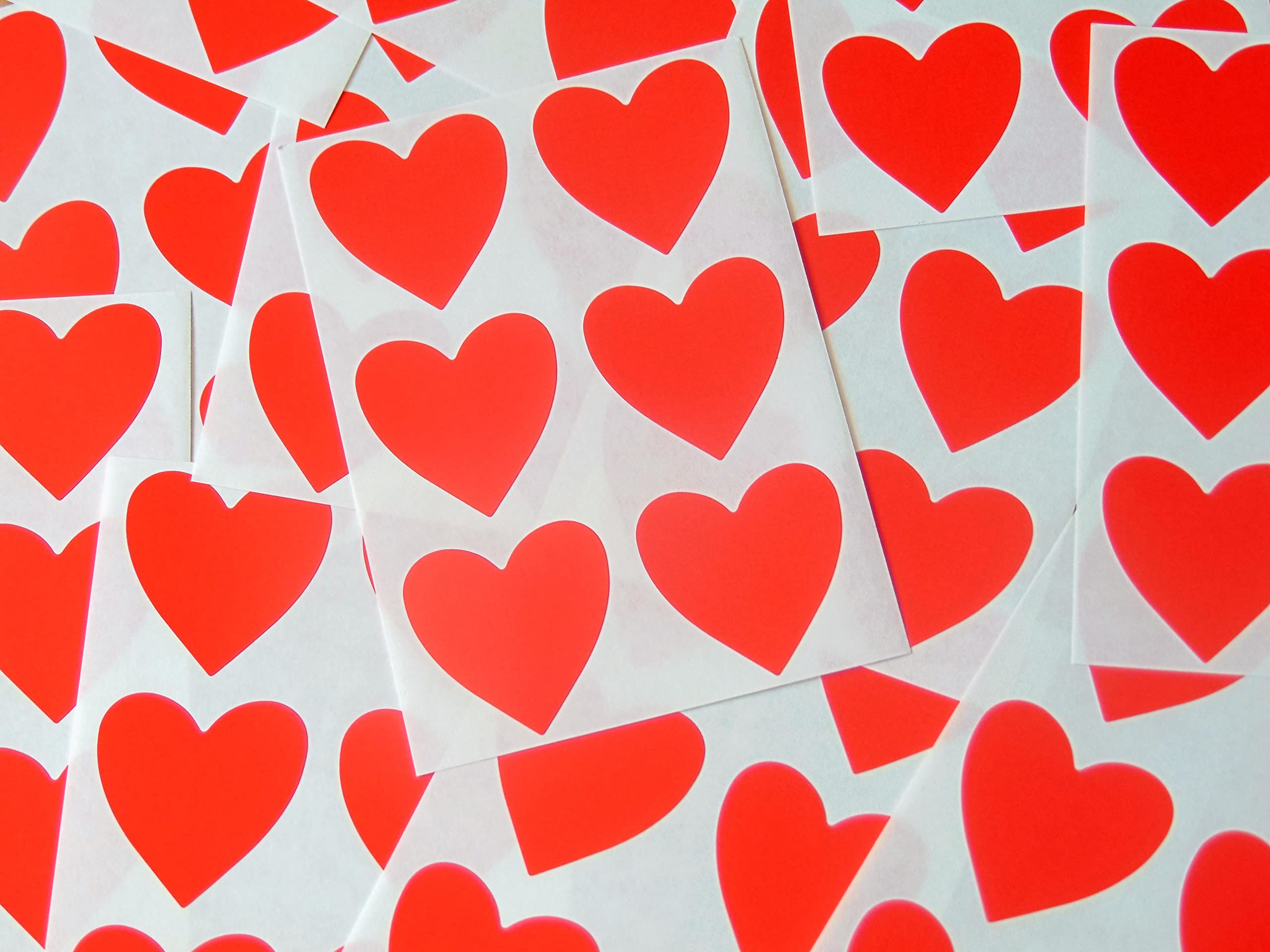 38mm (1.5") Heart Shape Colour Code Stickers - Packs of 72 Large Coloured Hearts Sticky Labels for Craft, Card-Making & Decoration - 33 Colours Available (Red)