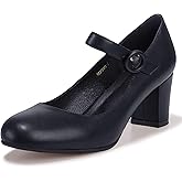 IDIFU Women's Candy Dress Mary Jane Shoes Low Block Heels Closed Round Toe Office Work Church Wedding Pumps