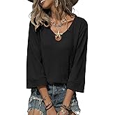 SHEWIN Women's Tops 3/4 Sleeves Business Casual Dressy Elegant Blouses Loose Shirts 2026
