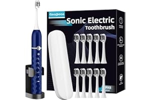 Seapeoa Adult and Children's Sonic Electric Toothbrush - Adult Rechargeable Electric Toothbrush with 10 Brush Heads and Travel case, 42000 VPM Motor, Built-in 2-Minute Intelligent Timer