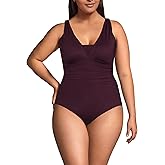Lands' End Women's SlenderSuit Grecian Low Leg One Piece Swimsuit