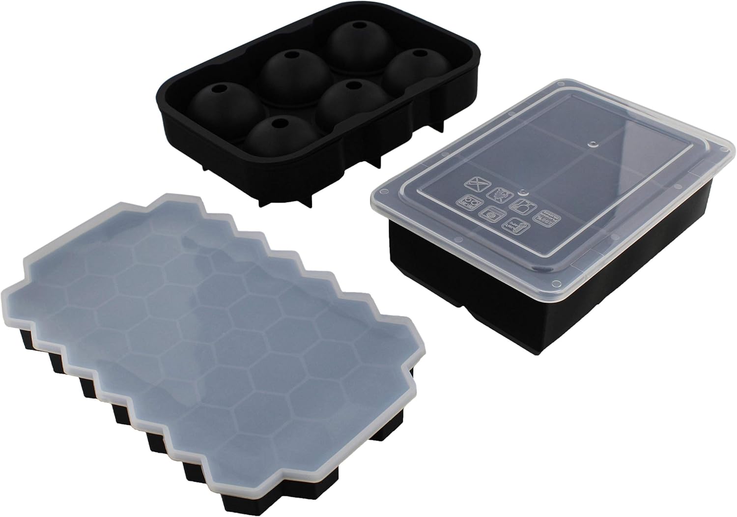 7Penn Silicone Ice Cube Mold Black, 3pk Set