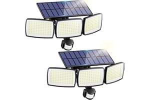AIXPI Solar Lights Outdoor 240 LED 3000mAh Motion Sensor Flood Lights IP65 Waterproof Security Lights for Outside 270° Wide Angle Wall Lights Black 2Pack