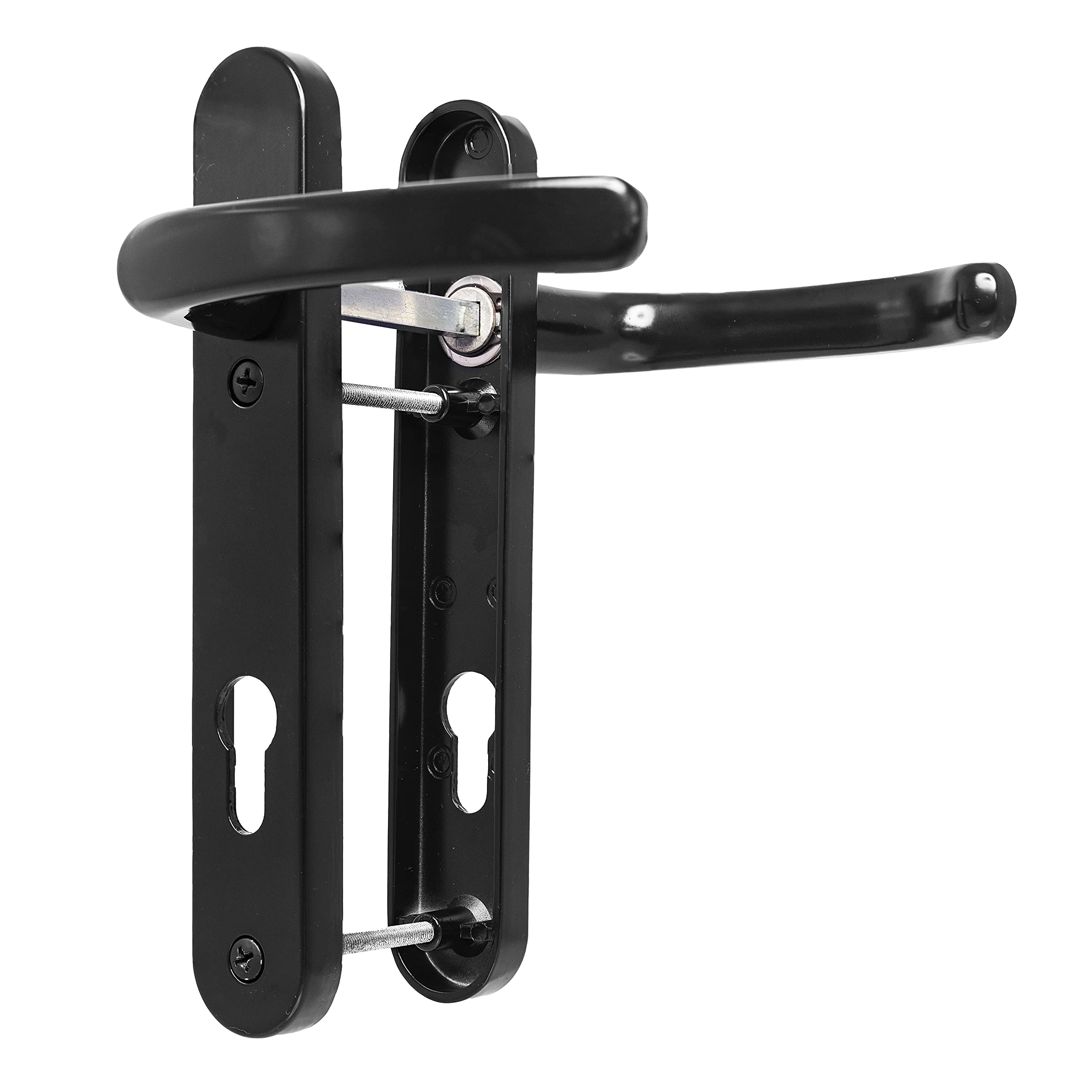 UPVC Door Handles Set - Black - Lever/Lever - 92mm PZ (Centres) - 122mm Screw to Screw - Backplate 212mm X 34mm - UPVC Door Handle - Black Replacement UPVC Door Handles - PVC Door Handle