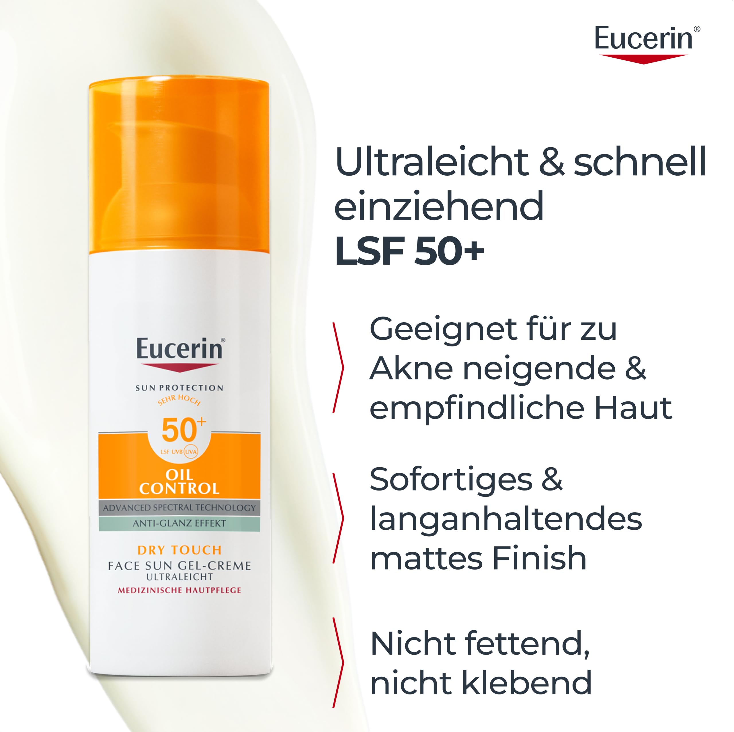 Eucerin Oil Control Sun Face Gel-Creme LSF 50+ 50 ml, Sonnencreme 9