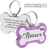 EDSG Personalised Dog Tag for Pets Engraved Stainless Steel Purple S Bone view 6