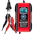 E-FAST Battery Charger, 10A Lifepo4 Lead Acid Car Battery Charger, Upgraded Automobile Trickle Charger 12/24V, All in 1 Battery Maintainer, for Truck Motorcycle AGM Lawn Mower Boat Marine Batteries
