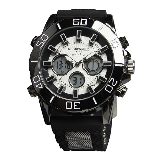 Globenfeld Limited Edition V12 - orologio sportivo da uomo - cassa nera in acciaio nera, cinturino in gomma ad alta resistenza - garanzia 5 anni