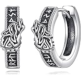 Viking Hoop Earrings S925 Sterling Silver Celtic Earrings Unisex Cool Jewelry For Men Women Christmas Gift