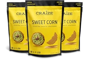 Craize Sweet Corn Crisps | Gluten Free, Vegan, Kosher, Toasted Corn Crackers | 3 pack, 4 oz each