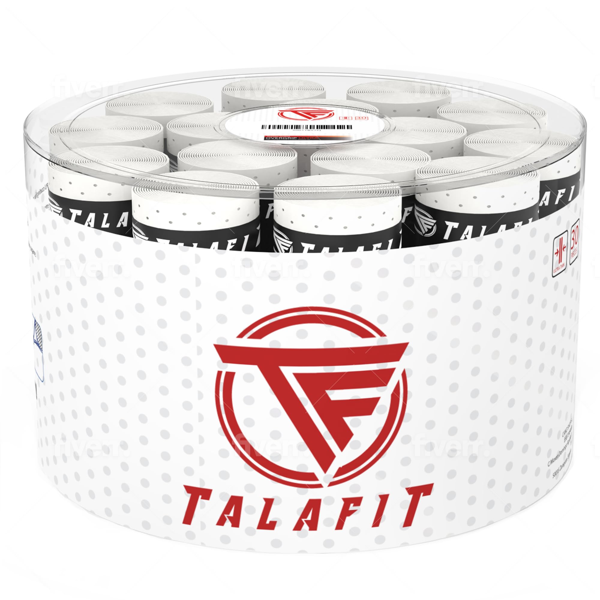 TALAFIT OverGrips Padel Ultra ADHERENTS - Pro Model Padel Grip - Paddle Grip - Perforated Paddle Overgrip - Tennis Grip - Padel Accessories - Maximum Grip… (Drum 30)