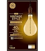 GE Vintage Style LED Light Bulb, 40 Watt, Amber Finish, PS52 Large