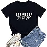 BLACKOO Women Stronger Graphic Tees Cute T-Shirts