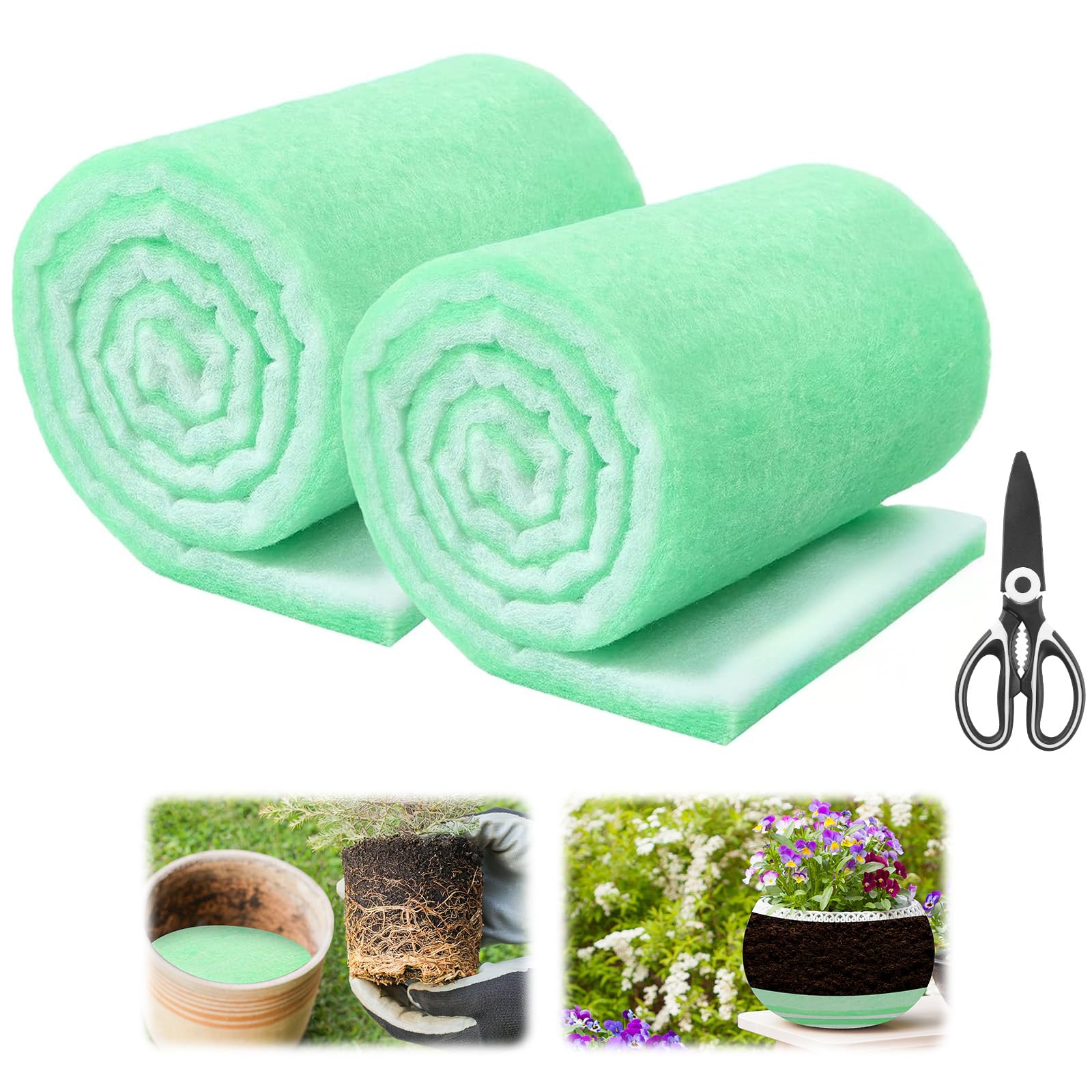 Photo 1 of **ONLY ONE***SCyiqifa Flower Pot Filler Insert Adjustable Planter Inserts for Large Pots Planter Fillers Drainage Material for Indoor Outdoor Gardening Ups a Daisy Pot Fillers for Planters 2 Pcs 47.2" x11.8"