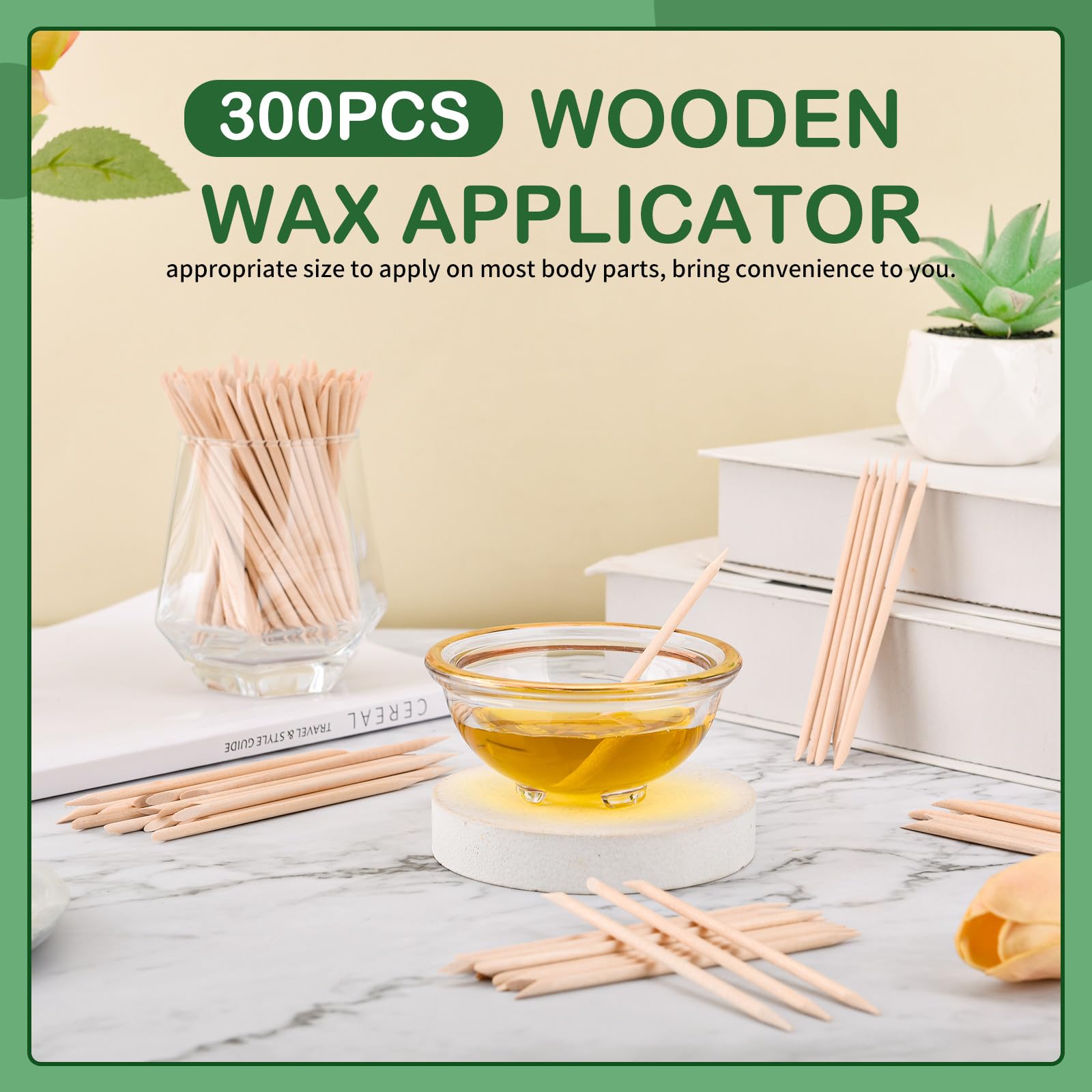 Ychelhr Wooden Wax Sticks Eyebrow Lip Nose Waxing Sticks Small Wax Spatulas Applicator Wood Craft Sticks for Hair Removal and Smooth Skin Spa and Home Usage