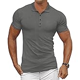 Gnvviwl Men's Casual Polo Shirts Classic Button Basic Short Sleeve Waffle Solid Fit Golf Tees Stylish Tops