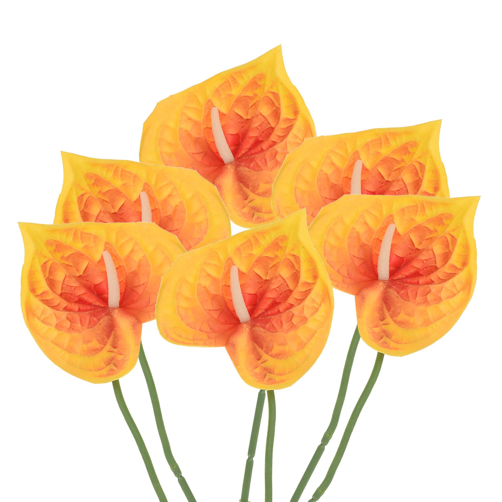 PATIKIL 13" Artificial Anthurium Lily Flowers, 6 Pack Permanent Flower Floral Arrangements Bouquet for Home Decor Bridal Wedding Festival Party, Dark Orange
