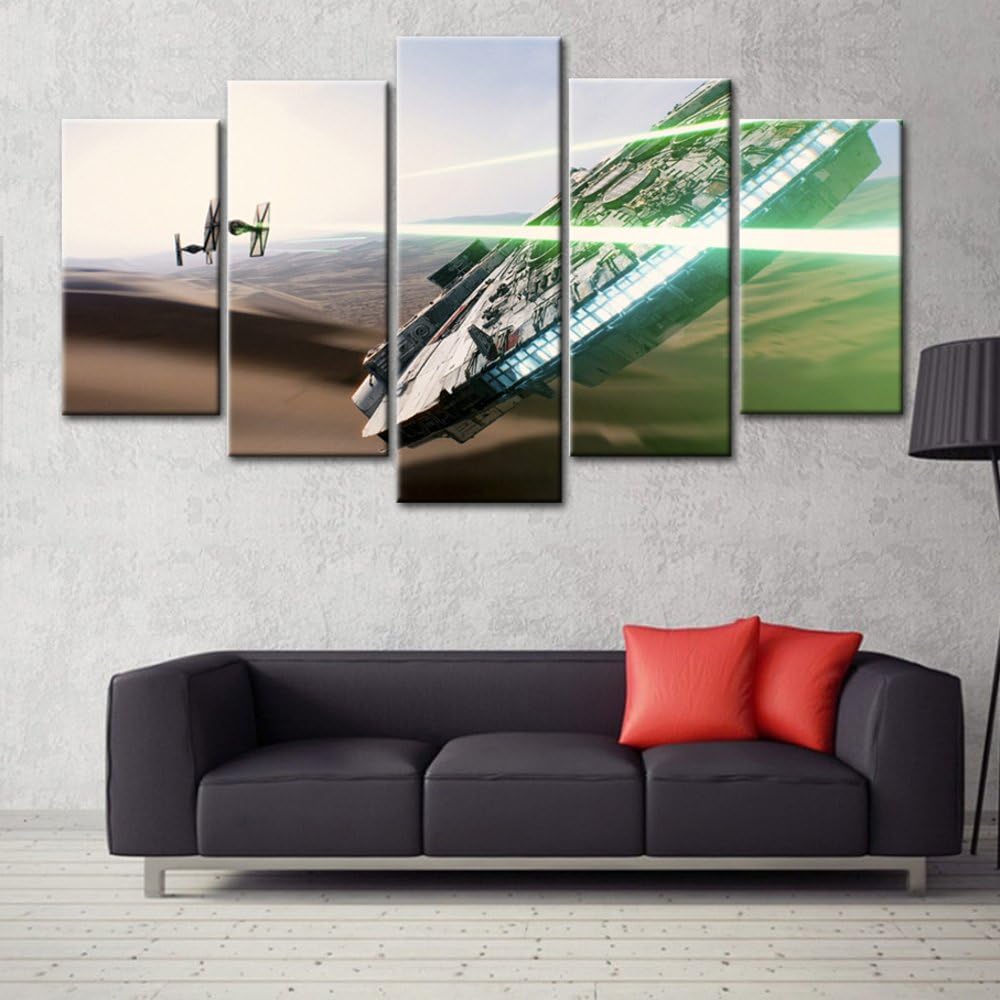 junhongli 5 Panel Canvas Art Wall Framed Paintings Modern Art Print Star Wars Movie Poster Printed on canvas30x50x2 30x70x2 30x80x1(cm)^^^with Frame^^^Beige