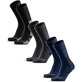 WEIERYA Mens Hiking Socks 3 Pairs Merino Wool, Cushion Hike Trek Micro Crew Socks With Moisture Wicking for Outdoor Sports