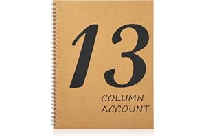 DLUGOPIS 13 Column Ledger Book 8.5 * 11inch Account Book Notebook Columnar Pad Columnar Pad 13 Columns Premium Analysis Pad Kraft Paper Cover 100 Pages for Personal Use Small Business(50 Sheet)