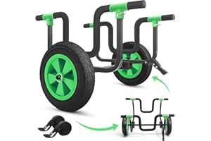 APILAB 2 in 1 Kayak Cart SUP Board Cart, Heavy Duty Kayak Trolley with Adjustable Bi-Directional Bunker Bars and 14" Solid Rubber Tires, 330 LB Capacity, Dolly for Kayaks Canoes Jon Boats