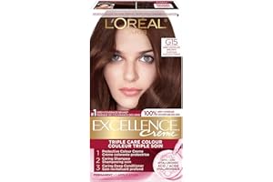 L'Oréal Paris Excellence Crème Hair Dye with Hyaluronic Acid, Dark Chocolate Brown G15, Hair Color for Women, 100% Grey Cover