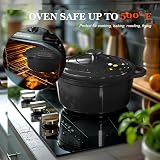 Overmont 26cm Enamelled Cast Iron Round Casserole Dish Lid Graphite Gray view 5