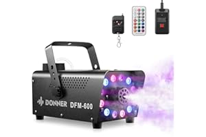 Donner Fog Machine, 600W, 3000CFM, Smoke Machine with 13 LED Light Colors, 1 Wired and 2 Wireless Remote Controls, for Hallow