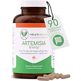 Return Healthy Artemisia Trinity, 125mg Artemisinin, Sweet Wormwood 30:1 | 30:1 Extract with BioPerine, Supports Digestive &amp; Microbial Balance, Plant-Based Herbal Supplement, 90 Capsules