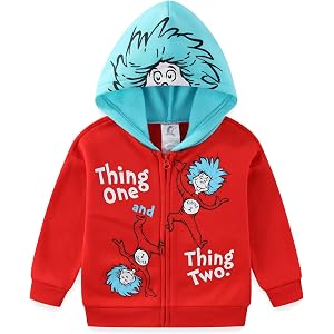 Dr. Seuss Cat in the Hat Thing 1 and Thing 2 Boys Zip Up Hoodie for Toddler