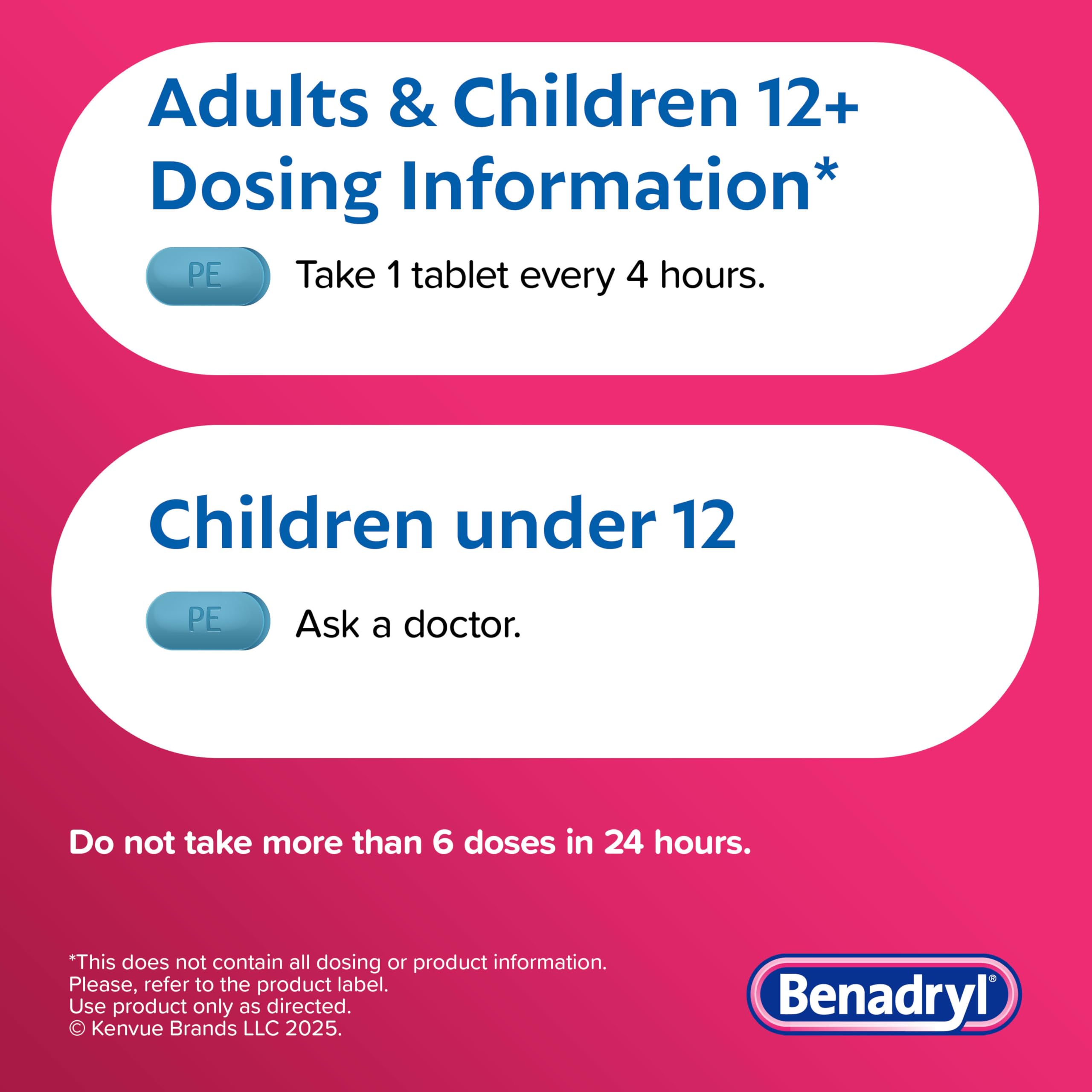 Benadryl Allergy Plus Congestion Ultratabs, Medicine with Diphenhydramine HCl Antihistamine & Phenylephrine HCl Nasal Decongestant, Allergy & Sinus Congestion Relief Tablets, 24 ct