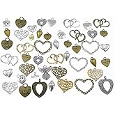 100 Grams Assorted Love Heart Shape Punk Steampunk Charm Pendant Connector for DIY Necklace Bracelet Jewelry Making Accessories