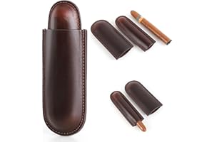 CataPurus Top Grain Leather Travel Cigar Case Sleeve, Vintage Design, Fully Handmade, Genuine Leather Portable Cigar Humidor 