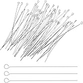 Classicseali 200pcs Head Pins for Jewelry Making,Stainless Steel Headpins for Jewelry Making, 2.76In Eye Pin, for DIY Craft, Bead, Earring, Pendant, Necklace, Bracelet Makings, Silver