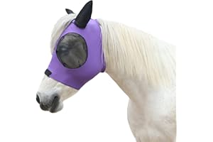 LEAFOREST Horse Mesh Fly Mask with Ears, Soft Lycra Mesh Mask Anti-UV with Ears Violet, Cob