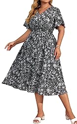 Hanna Nikole Womens V Neck Casual Dresses for
