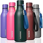 BJPKPK Insulated Water Bottles, 18 oz Stainless Steel Metal Water Bottle with Strap, BPA Free Leak Proof Jugs, Mugs, Flasks, Reusable Thermal Flasks for Sports & Travel, Army Green