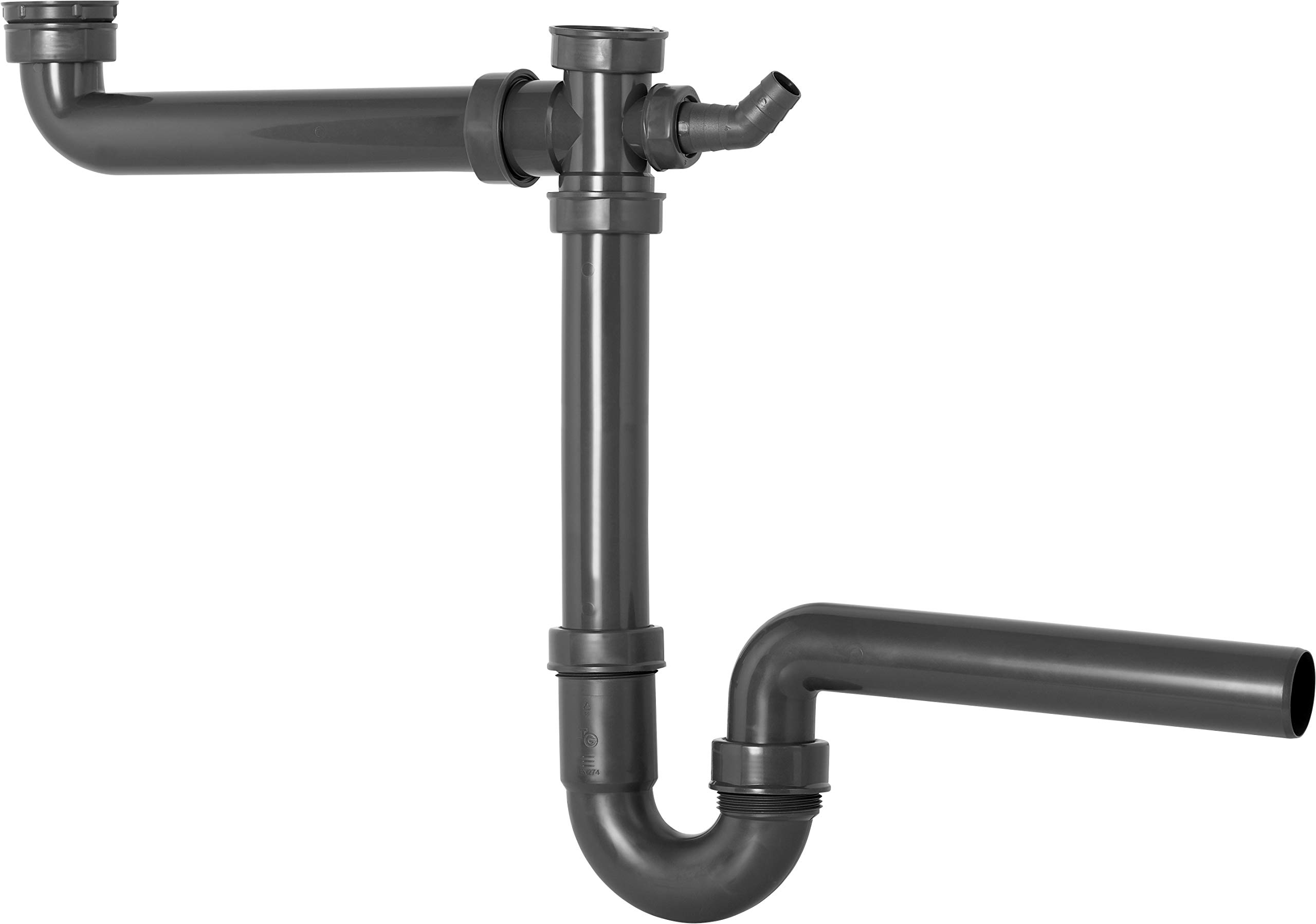 Cornat T353108R Sink Tube Odour Trap Double 1 1/2 Inch x 40 mm Sanitary Installation/Recyclable/Environmental Protection/Grey