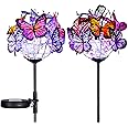 Doingart Outdoor Solar Garden Lights - 2 Pack Solar Powered Garden Stake Lights with 18 Butterflies and Copper String Lights, Multicolor