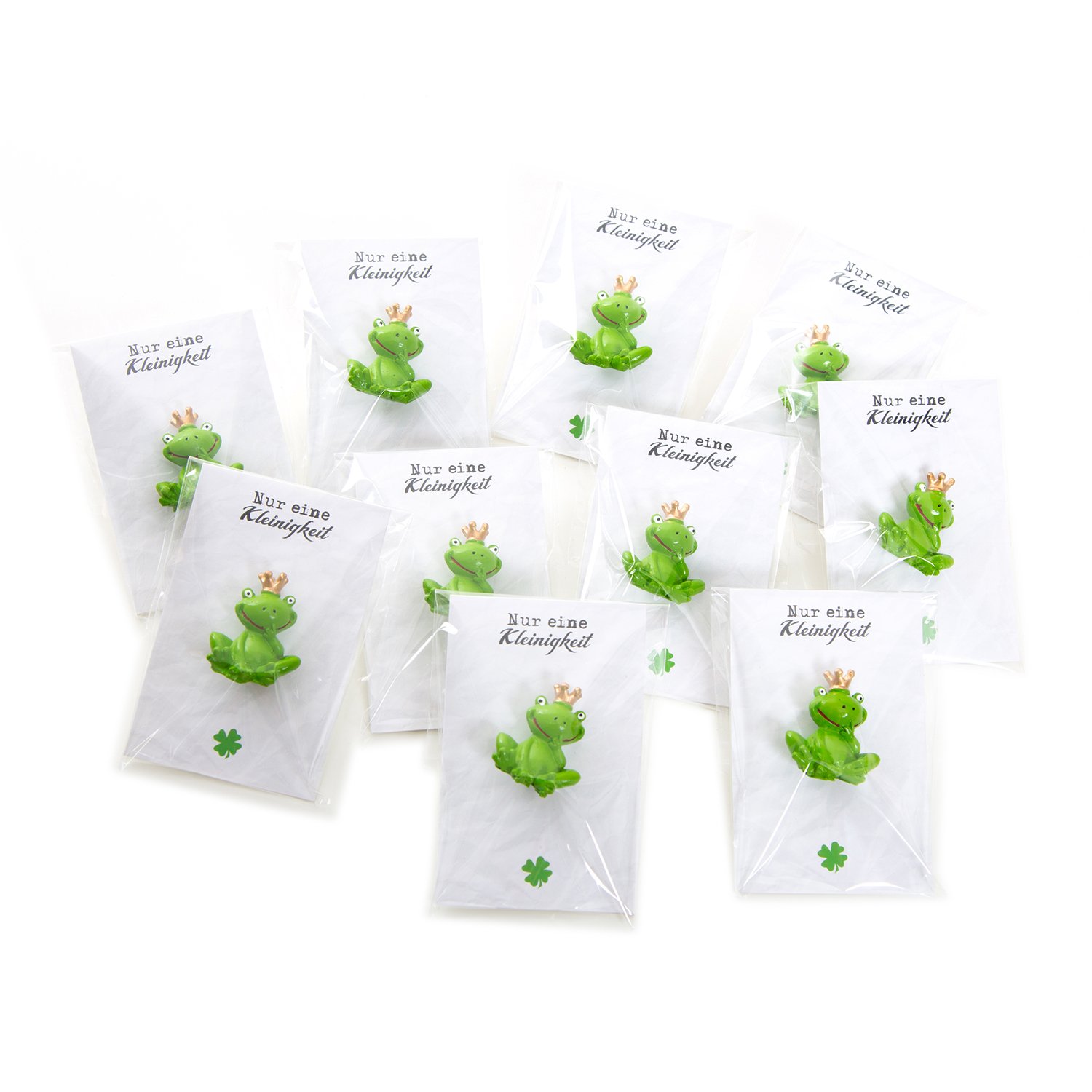 10 small green frog king frog figures, 3 cm with mini greeting card, only a little thanksgive-away for customers, friends, Christmas, singles