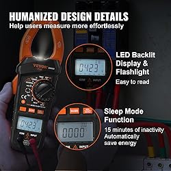 VEVOR Digital Clamp Meter T-RMS, 6000 Counts, 1000A