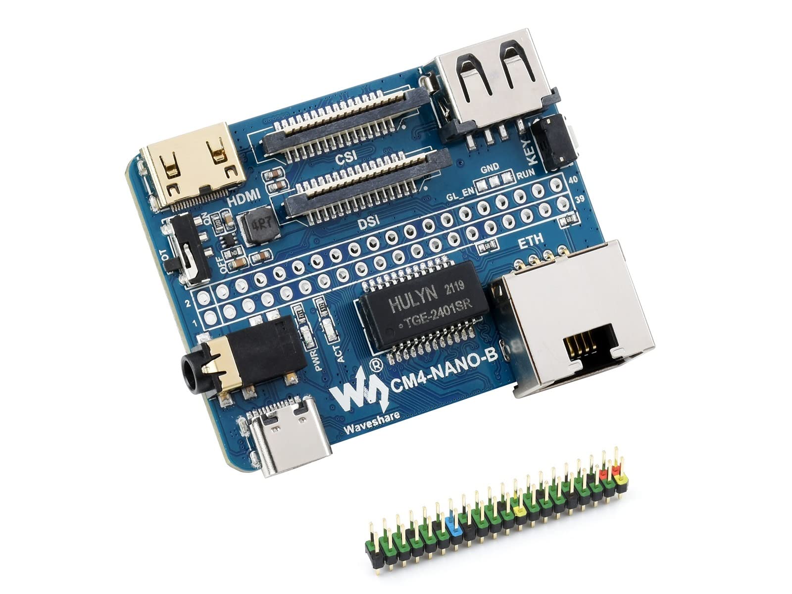 Nano Base Board (B) for Raspberry Pi Compute Module 4 Lite/eMMC,with Raspberry Pi 40PIN GPIO Interface,Same Size As The CM4,with Gigabit Ethernet, USB2.0, DSI, CSI, 3.5mm Audio Jack Port