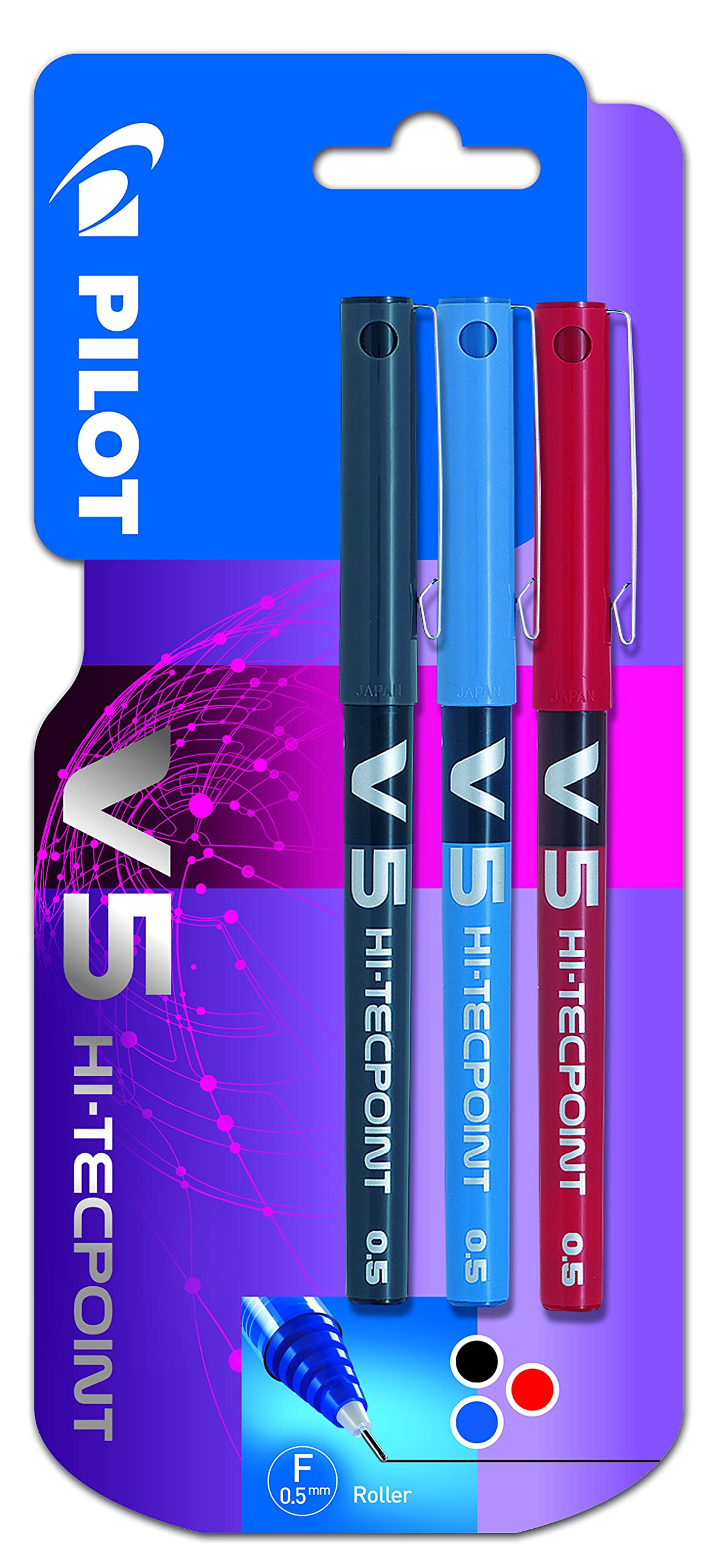 Pilot BX V5, Set of 3 pens, Liquid, Color: Black, Blue and Red