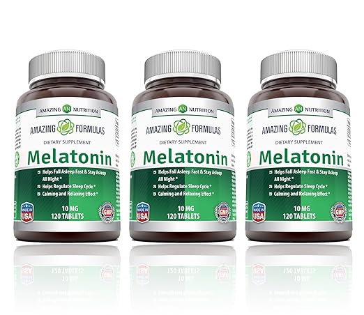 Amazing Formulas Melatonin – 10 Mg Tablets (Non-GMO) - Best Choice of Natural Sleep Aid...